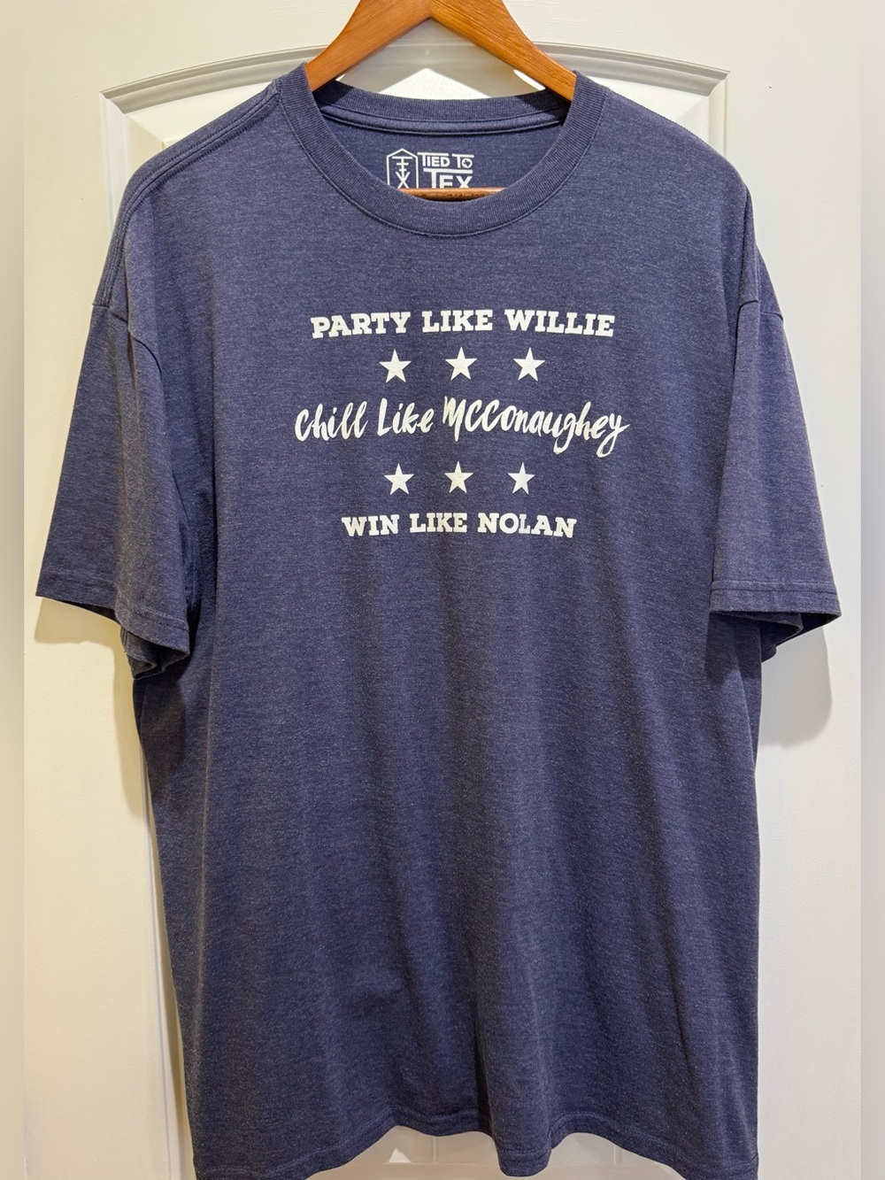 Burlebo “Party Like Willie, Chill Like McConnaughey…” Short Sleeve Tee Man’s XL